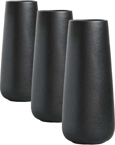 Vista 10 de Jarrón de cerámica negro mate de 11 pulgadas de alto para flores y hierba de pampas, jarrones decorativos de estilo rústico clásico para decoración