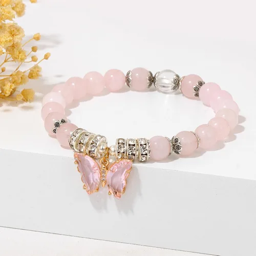 Vista 5 de Pulseras de amatista para mujer, pulsera de cuentas curativas de piedra natural, alivio del estrés y la ansiedad, cristales de sandía, piedra lunar