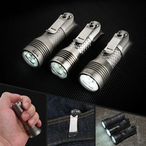Vista 3 de MecArmy Linterna ultra brillante de acero inoxidable PS16, 2000 lúmenes con 4 LED XP-G2, linterna compacta EDC recargable por USB, de larga