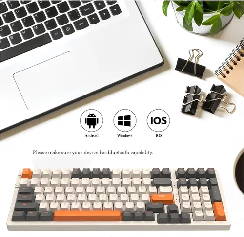 Vista 5 de ZIYOU LANG Teclado mecánico inalámbrico 96% para juegos, USB 2.4G + tipo cBT5.0, interruptor rojo intercambiable en caliente y teclas de flecha