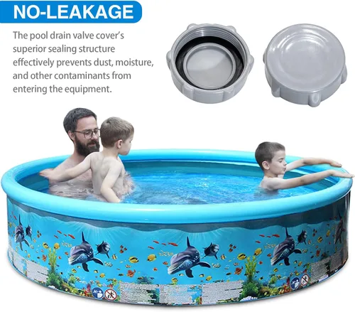 Vista 5 de P01006 Tapa de válvula de drenaje para piscina sobre el suelo, tapa de drenaje de piscina resistente a prueba de fugas con sello de goma, 2 piezas