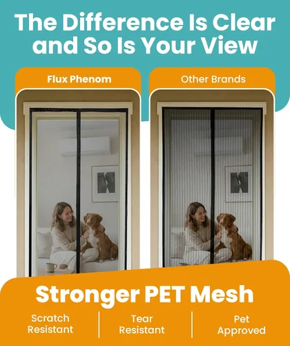Vista 6 de Flux Phenom - Puerta mosquitera magnética, malla de alta resistencia con doble costura y 52 imanes, cierre automático sin huecos, apta para mascotas