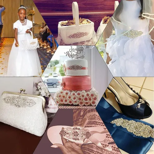 Vista 6 de 2 apliques de novia de diamantes de imitación para ajuar de novia, vestido o cinturón