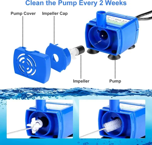 Vista 4 de Bomba de fuente de agua para gatos, fuente para mascotas, bomba de repuesto sin luz LED, motor DR-DC160 para dispensador de bebidas para gatos
