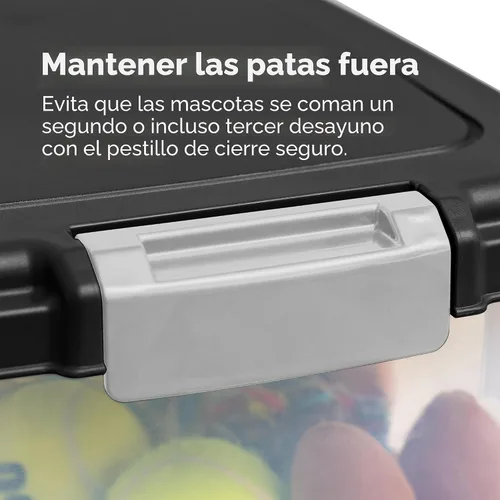 Vista 5 de IRIS USA Contenedor hermético de almacenamiento de comida para perros combinado de 30 libras y 11 libras, caja apilable para premios, cuchara de 2