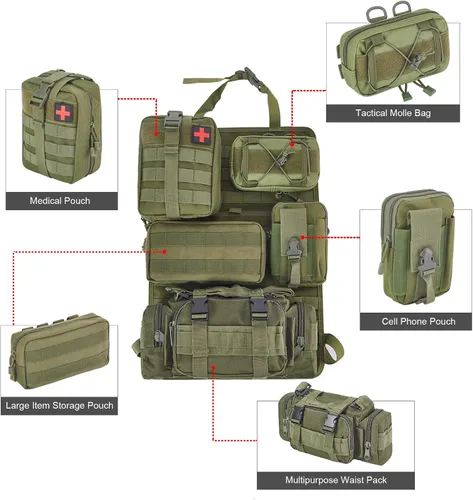 Vista 3 de BXBXHD Paquete de 6 organizadores tácticos para camión, almacenamiento para asiento trasero, bolsa de almacenamiento para asiento de automóvil