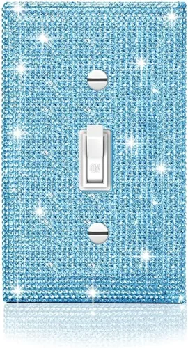 Vista 32 de Placa decorativa de interruptor de luz con diamantes de imitación brillantes en rosa y plata, cubierta de placa de pared con diamantes de imitación