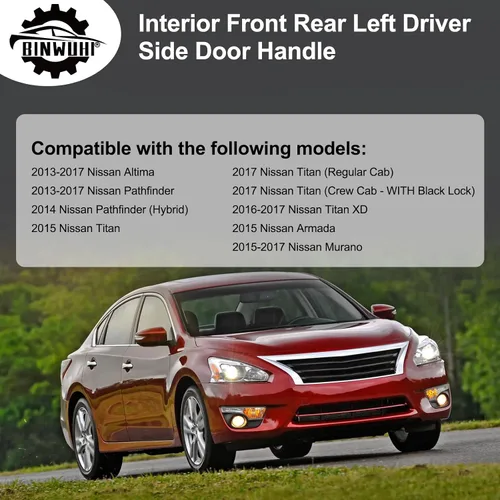 Vista 7 de BINWUHU Manija de puerta interior delantera trasera izquierda del lado del conductor compatible con los siguientes modelos: Nissan Altima Pathfinder