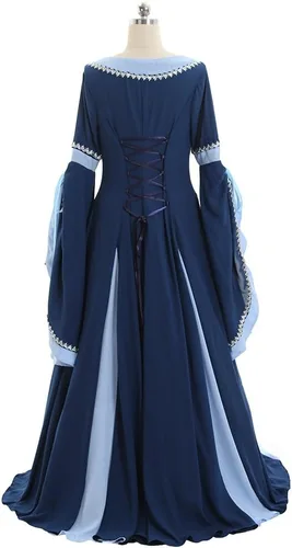 Vista 5 de CosplayDiy Vestido renacentista para mujer, disfraz medieval, vestidos victorianos, falda pirata, vestido de elfo de hadas renacentistas