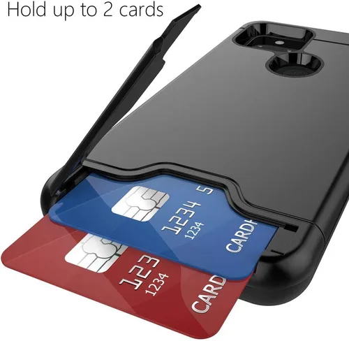 Vista 4 de Funda tipo cartera para Google Pixel 5, funda de doble capa con ranura para tarjeta y soporte para Google Pixel 5 - Negro