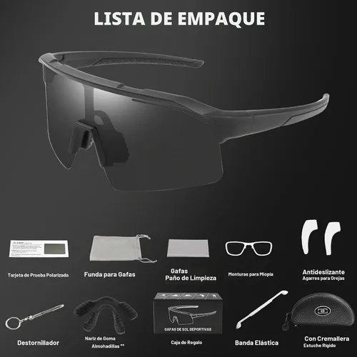 Vista 7 de Polarized Sports Sunglasses for Men Women UV400 Protection Todo negro