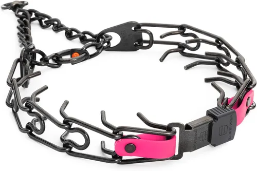 Vista 30 de Collar para Perro Herm Sprenger de Acero Inoxidable Negro con Hebilla de Liberación Rápida ClicLock y Inserción de Biothane Collar de Entrenamiento