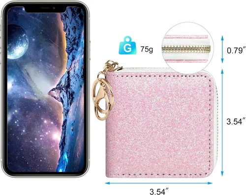 Vista 51 de GEEAD - Monedero pequeño con purpurina para mujer o niña, con anillo para llavero