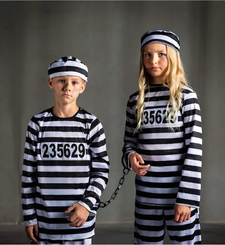 Vista 7 de Disfraz de prisionero para niña, uniforme de prisión para niños