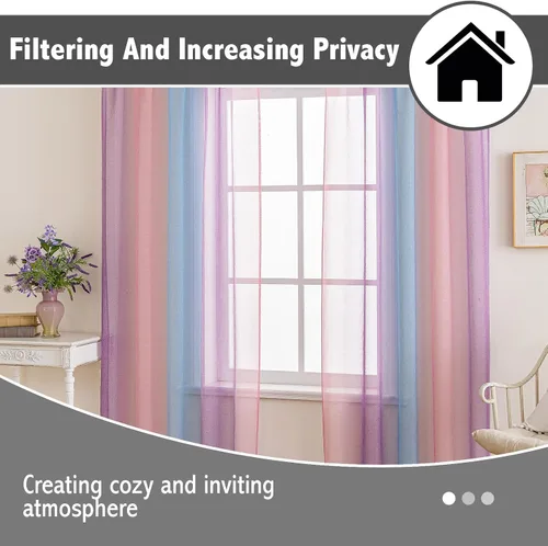 Vista 6 de Anytime Paneles de Cortinas Transparentes Arcoíris para Sala de Estar Elegantes Juegos de Tratamiento de Ventanas Translúcidas Filtrantes de Luz