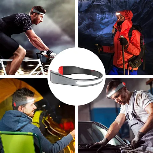 Vista 7 de Linterna frontal LED, faros delanteros recargables con haz ancho de 230° y luz trasera roja para llevar con 3 modos de iluminación, linterna