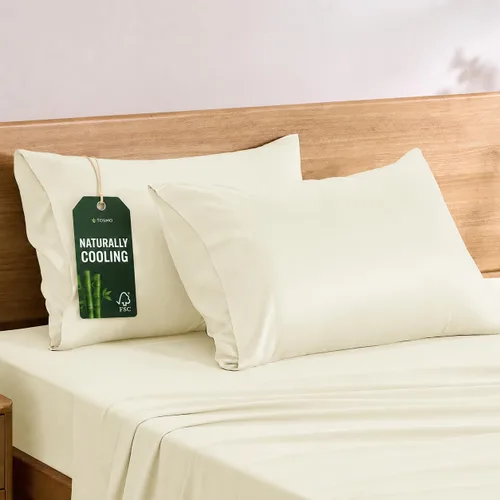 Vista 8 de TOSMO Oeko-TEX - Juego de 2 fundas de almohada de lujo, viscosa refrescante derivada de bambú, fundas de almohada suaves y sedosas transpirables