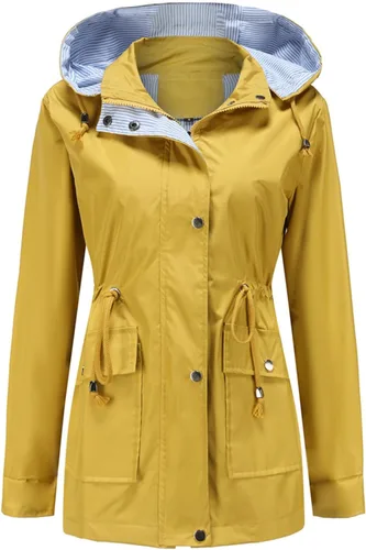 Vista 2 de MODFUL Chaquetas ligeras para mujer, chaqueta impermeable para lluvia, rompevientos, gabardinas al aire libre con capucha
