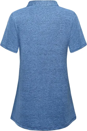 Vista 3 de MISS FORTUNE Camiseta de golf con cuello en V y secado rápido para mujer