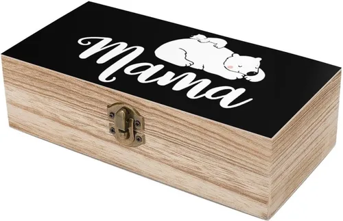 Vista 6 de Mama Bear Wooden Storage Box Rectangular Keepsake Box Organizer Jewelry Box Holder Gift Boxes for Home Storage Container