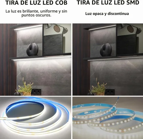 Vista 2 de Tiras de Luces LED COB 32.8 pies, 6000K DC 24V Regulables Blancas Flexibles Luces de Cuerda LED para Dormitorio, con Control Remoto y de Aplicación
