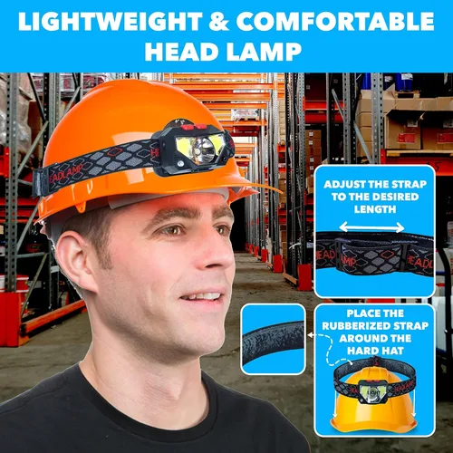 Vista 3 de Skywin Luz de casco duro, linterna frontal recargable, ligera, USB, XPG+COB, 3 LED, 200 lúmenes, luz para casco de campamento para adultos con luz