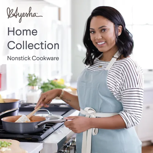Vista 7 de Ayesha Curry Home Collection Sartén antiadherente anodizada dura con tapa, 4.5 cuartos de galón, gris carbón