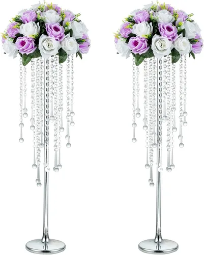 Vista 11 de NUPTIO Tall Gold Centerpiece for Table, Metal, 21.7", 2 Pcs Dorado
