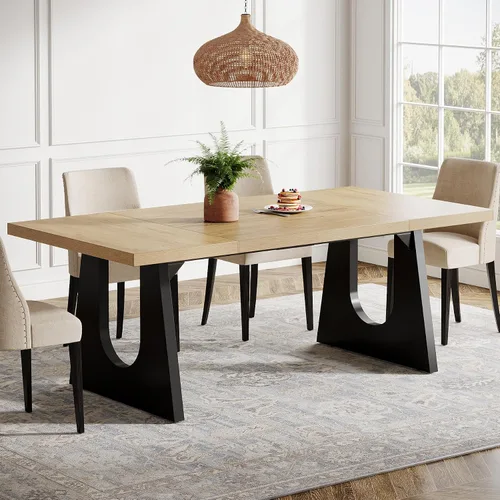 Vista 11 de Tribesigns Mesa de comedor grande para 6-8 personas, mesa rectangular rústica de madera de 70.9 pulgadas con patas de madera negra, mesa de cocina