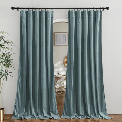 Vista 47 de RYB HOME Cortinas opacas de terciopelo para dormitorio, aislamiento térmico, privacidad, luz solar, bloqueo de calor, cortinas lujosas con bolsillo