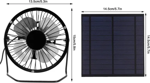 Vista 6 de GOTOTOP Ventilador solar 5W Mini panel solar Ventilador de refrigeración portátil Panel solar fotovoltaico Set para invernadero Pollos Coop Cobertizo