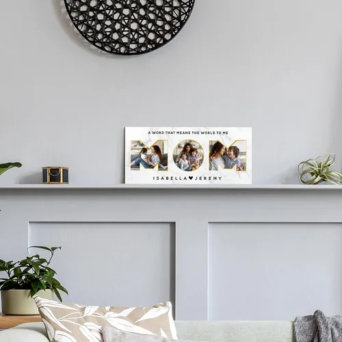 Vista 8 de MOM - Regalos para mamá de hija, hijo - Letrero de foto personalizado con imágenes de niños 2 tamaños, 8 colores de fondo Letrero de madera
