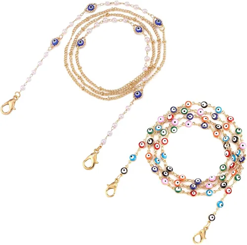 Vista 9 de Cadena de máscara para gafas, lentes de sol, lentes de lectura, retenedor de cadena, soporte de correa para gafas para mujer 1 pieza-arco iris