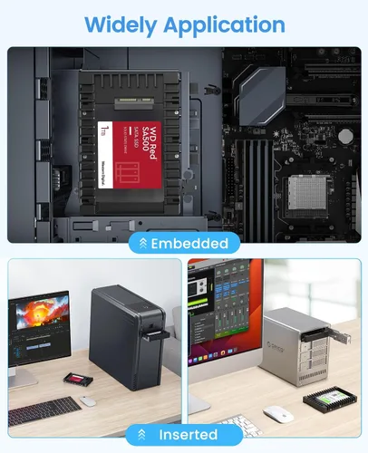 Vista 6 de ORICO 2.5 SSD SATA a 3.5 Adaptador de disco duro para bahía interna convertidora de montaje de soporte para bandeja de 7 / 9.5 / 12.5mm 2.5 pulgadas
