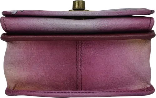 Vista 5 de Anna by Anuschka Cartera de tres pliegues de cuero pintada a mano para mujer