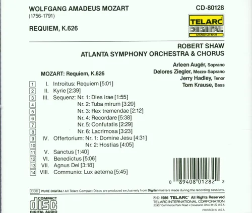 Vista 2 de Mozart: Requiem / Auger, Ziegler, Hadley, Krause, Shaw