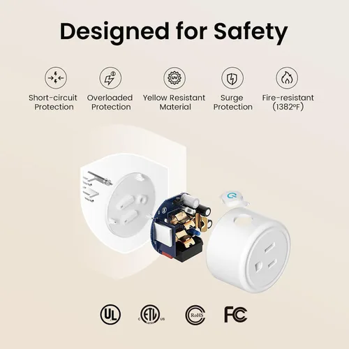 Vista 7 de [Versión mejorada] GHome Smart Mini Plug compatible con Alexa y Google Home, control remoto de toma de corriente WiFi, función de temporizador, solo