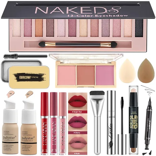 Vista 13 de Kit de maquillaje para mujeres y adolescentes, juego de belleza 10-rosado
