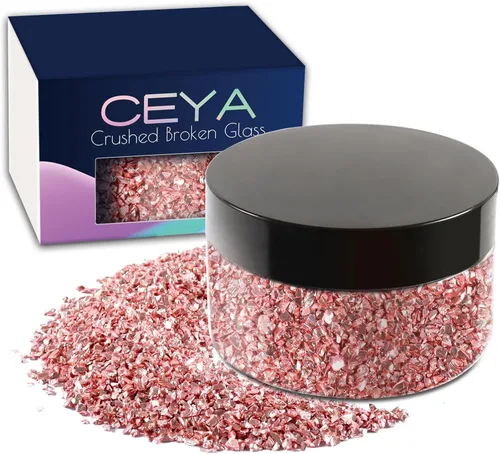 Vista 43 de Ceya - Conjunto de purpurina de vidrio irregular triturado en 32 colores, 640g/ 22.6 oz, chips de cristal metálico roto de 2-4mm, purpurina gruesa