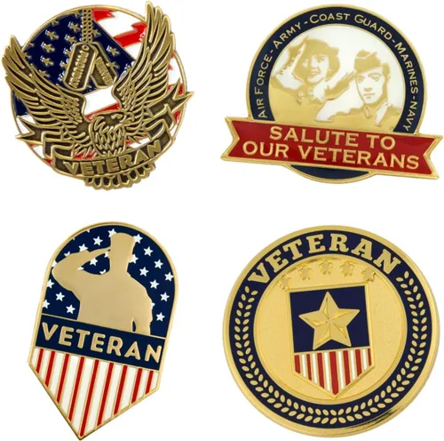 Vista 57 de PinMart Pin de veterano – Pin patriótico americano de solapa o sombrero – Orgulloso de ser retirado ejército, marina, fuerza aérea o cuerpo