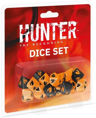 Vista 4 de Renegade Game Studios Hunter: The Reckoning - Juego de dados de 5ª edición - Dados d10 naranja y negro