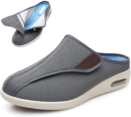 Vista 14 de bumuam Zapatos para diabéticos para hombre, zapatos anchos ajustables, ligeros, antideslizantes, ortopédicos, para caminar, artritis, pies Beige