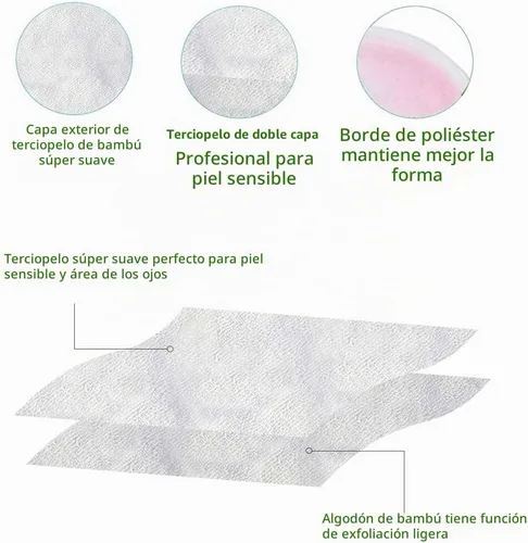 Vista 4 de Paquete de 28 almohadillas reutilizables para eliminar el maquillaje con bolsa de lavandería, lavables, suaves y cómodas, lavables de algodón