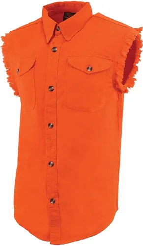 Vista 5 de Milwaukee Leather DM1002 Camisa vaquera ligera negra para hombre con corte deshilachado sin mangas