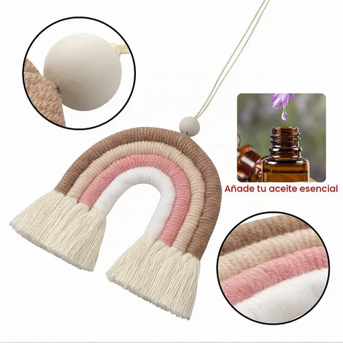 Vista 3 de BOHO GARDEN Macramé Rainbow Car Charm para coche Difusor de aceite - Sienna