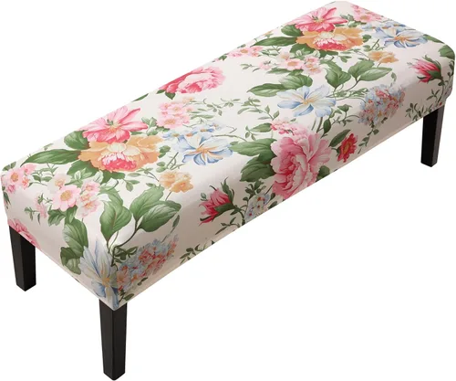 Vista 39 de Fuloon - Funda elástica de jacquard para banco de comedor, antipolvo, desmontable, funda para banco lavable, protector de cojín de asiento para Beige