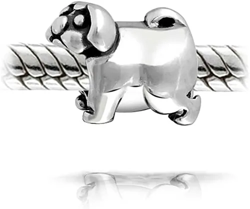 Vista 2 de Pet Animal Lover BFF orejas flexibles cachorro perro show caniche Yorkie Frenchie Chihuahua hueso abalorio para mujeres adolescentes oxidado plata