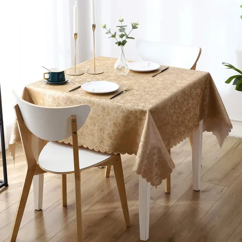Vista 15 de Smiry Mantel cuadrado, mantel de vinilo resistente al agua, lavable, para cocina y comedor (azul bebé, 54 x 54 pulgadas)