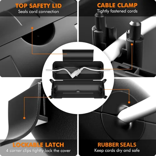 Vista 3 de RESTMO Caja de conexión impermeable para exteriores, cubierta de cable de extensión eléctrica resistente a la intemperie, cubierta sellada segura