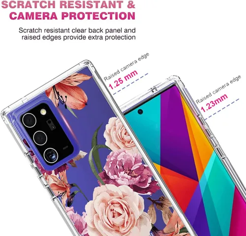 Vista 2 de Funda para Galaxy Note 20 Ultra 5G SM-N986U con protector de pantalla de vidrio templado, cuerpo completo transparente con protección floral funda